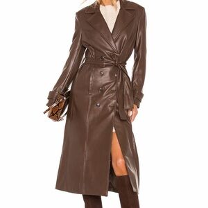 Bardot Chocolate Brown Leather Trench Coat
